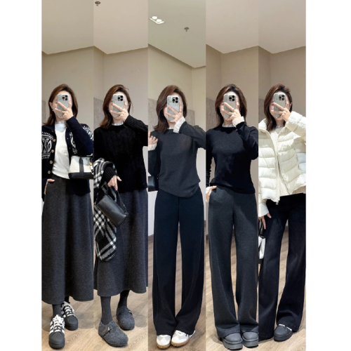 270g Ribbed Fleece Autumn/Winter Korean-Style Fashionable Warm Patchwork Half-Turtleneck Base Long-Sleeve All-Match Top for Women