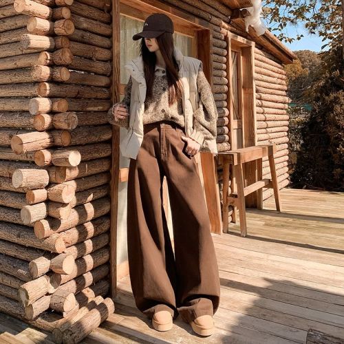 Live shot~ Wide-leg jeans for women, autumn/winter 2025 new fashion loose hot girl trendy deep knife pants