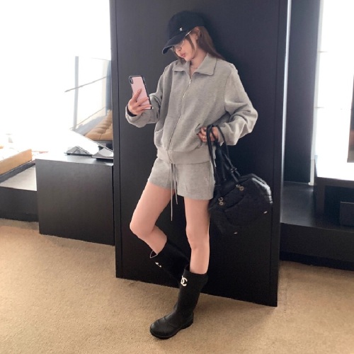 Ladies' Casual Set 2025 New Sweatshirt Zipper Jacket Shorts