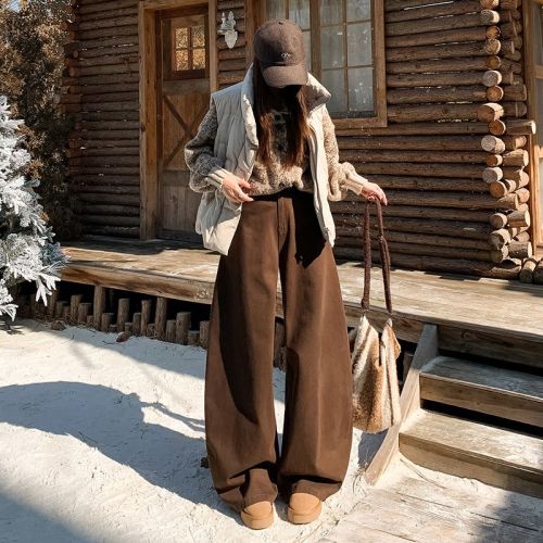Live shot~ Wide-leg jeans for women, autumn/winter 2025 new fashion loose hot girl trendy deep knife pants