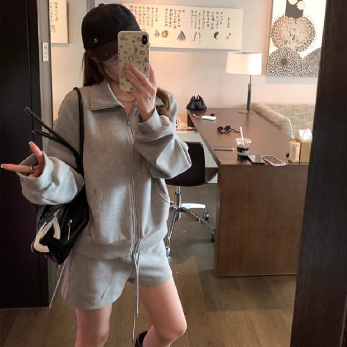 Ladies' Casual Set 2025 New Sweatshirt Zipper Jacket Shorts