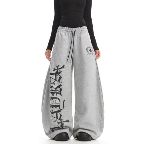 Korean Print Drawstring Street Dance Hip Hop Hip-Hop Casual Pants for Women Jazz Dance Jazz Trousers Sports Street Fashion