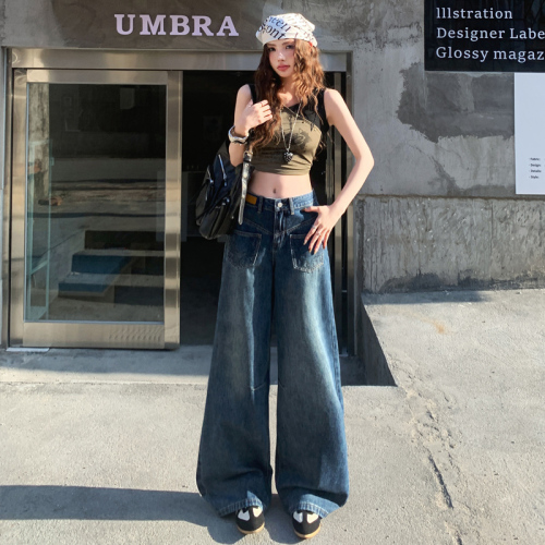 Photographed~ 2026 Spring Collection New Korean Style Versatile Retro Nostalgic Hot Girl Style Wide Leg Pants Women's Jeans