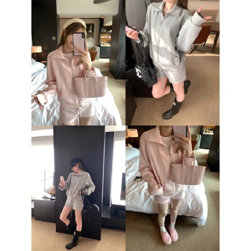 Ladies' Casual Set 2025 New Sweatshirt Zipper Jacket Shorts