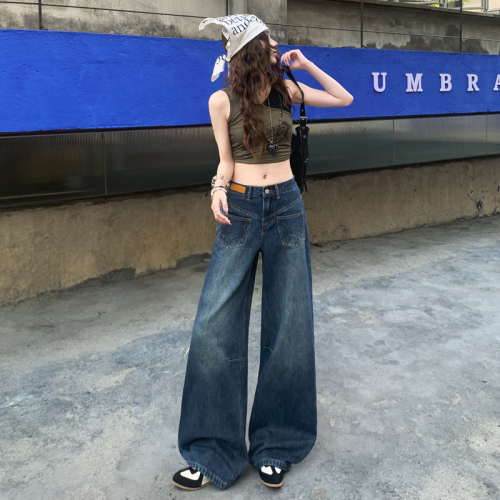 Photographed~ 2026 Spring Collection New Korean Style Versatile Retro Nostalgic Hot Girl Style Wide Leg Pants Women's Jeans