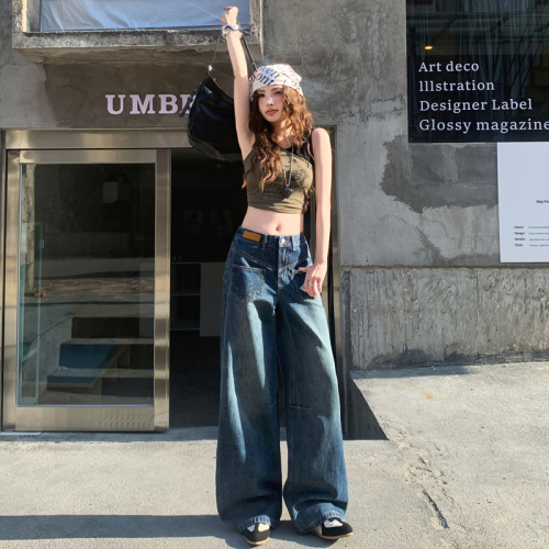 Photographed~ 2026 Spring Collection New Korean Style Versatile Retro Nostalgic Hot Girl Style Wide Leg Pants Women's Jeans