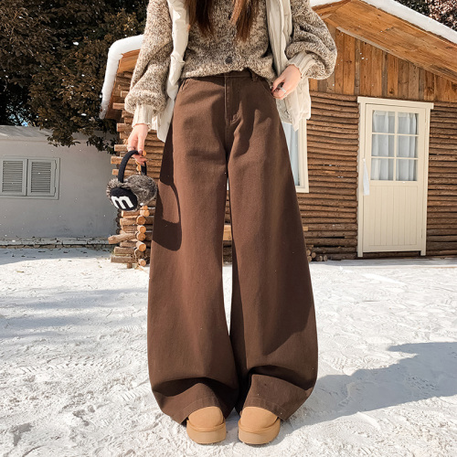 Live shot~ Wide-leg jeans for women, autumn/winter 2025 new fashion loose hot girl trendy deep knife pants