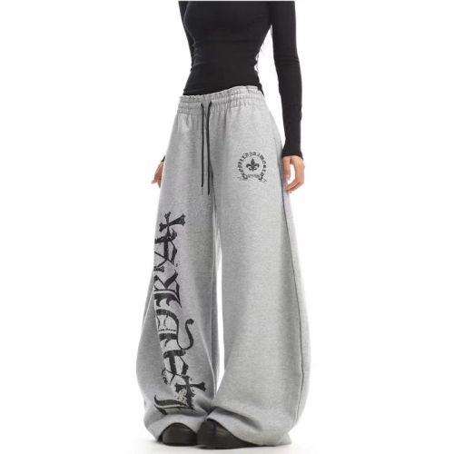 Korean Print Drawstring Street Dance Hip Hop Hip-Hop Casual Pants for Women Jazz Dance Jazz Trousers Sports Street Fashion