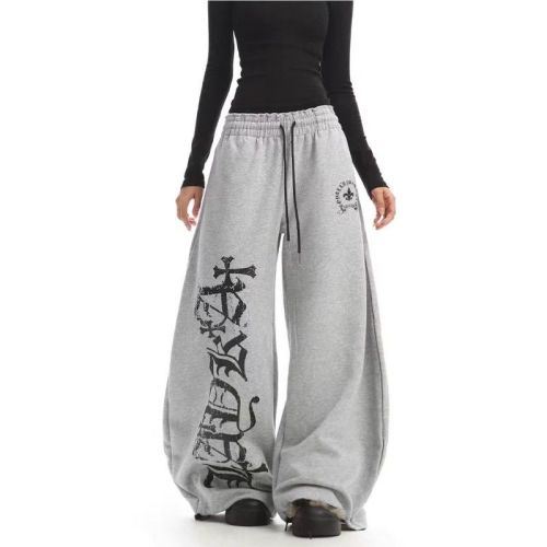 Korean Print Drawstring Street Dance Hip Hop Hip-Hop Casual Pants for Women Jazz Dance Jazz Trousers Sports Street Fashion