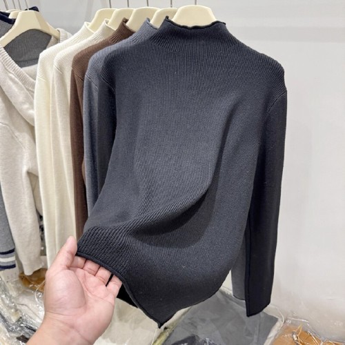 2025 Autumn/Winter New Korean Style Fashion Minimalist Long-Sleeve Thick Ribbed Knit Sweater for Women Comfortable Soft & Cozy Trendy