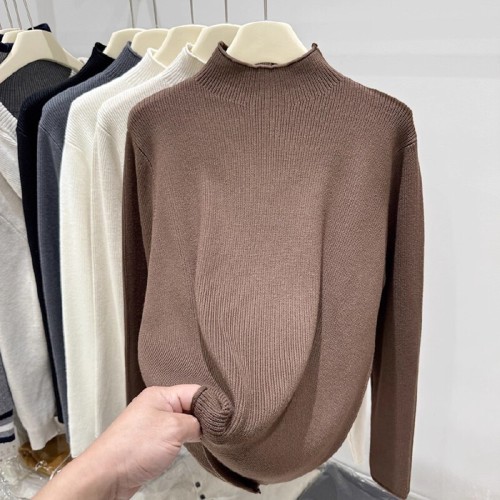 2025 Autumn/Winter New Korean Style Fashion Minimalist Long-Sleeve Thick Ribbed Knit Sweater for Women Comfortable Soft & Cozy Trendy