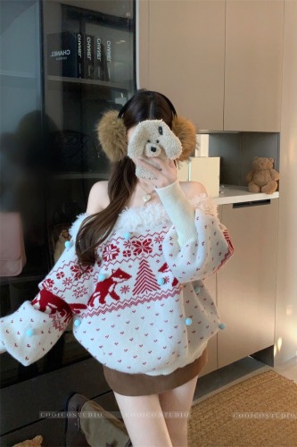 Photographed Fair Isle Knitted Sweater for Women 2025 New Arrival Loose and Slouchy Style Design Outerwear