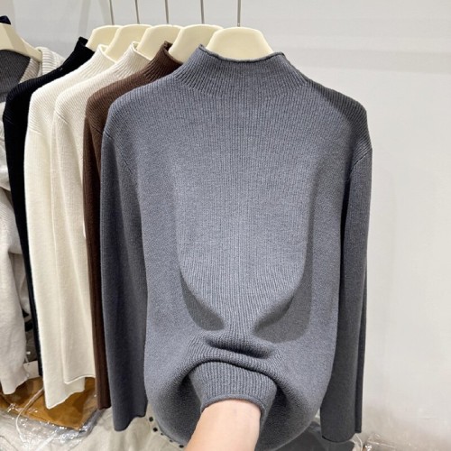 2025 Autumn/Winter New Korean Style Fashion Minimalist Long-Sleeve Thick Ribbed Knit Sweater for Women Comfortable Soft & Cozy Trendy