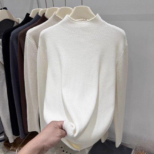 2025 Autumn/Winter New Korean Style Fashion Minimalist Long-Sleeve Thick Ribbed Knit Sweater for Women Comfortable Soft & Cozy Trendy
