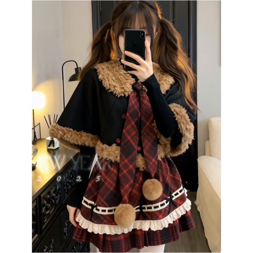 Linlin is busy with a Christmas love song, academic-style retro two-piece dress with long sleeves for autumn and winter women, waist-cinching dress