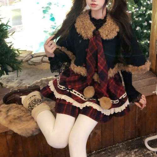 Linlin is busy with a Christmas love song, academic-style retro two-piece dress with long sleeves for autumn and winter women, waist-cinching dress