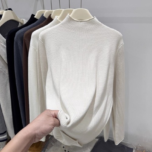 2025 Autumn/Winter New Korean Style Fashion Minimalist Long-Sleeve Thick Ribbed Knit Sweater for Women Comfortable Soft & Cozy Trendy