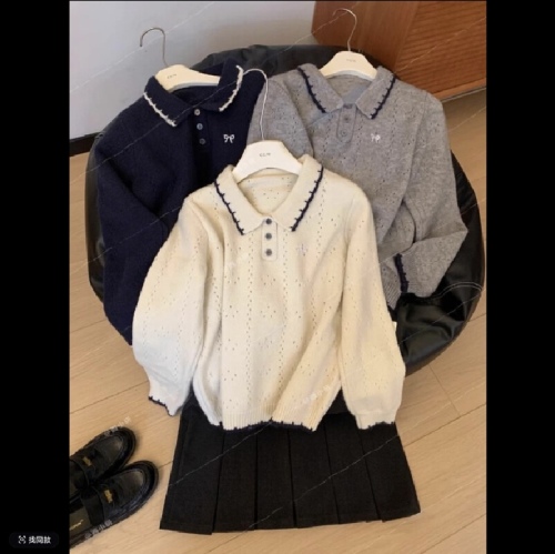 White butterfly bow crocheted collar button knit sweater matches skirt for bohemian autumn wear, early fall fashion sweater 2025 autumn season