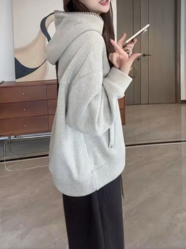 Lazily Loose Hooded Sweatshirt for Women - Autumn/Winter 2025 New Arrival Plus Size Fat MM Hooded Design Fashionable Loose Top