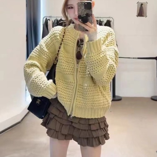 Retro Heavy Industry Pineapple Knit Thick Sweater Coat with Zipper Women's Dongdaemun Autumn New Arrival