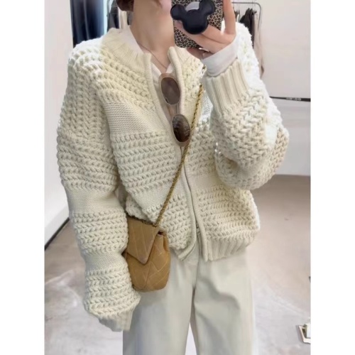 Retro Heavy Industry Pineapple Knit Thick Sweater Coat with Zipper Women's Dongdaemun Autumn New Arrival