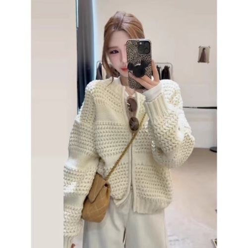 Retro Heavy Industry Pineapple Knit Thick Sweater Coat with Zipper Women's Dongdaemun Autumn New Arrival