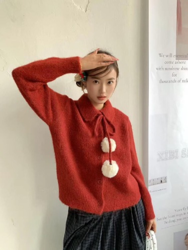 Korean-style turtleneck fleece corduroy knit sweater jacket for women, 2025 autumn and winter soft and cute loose top