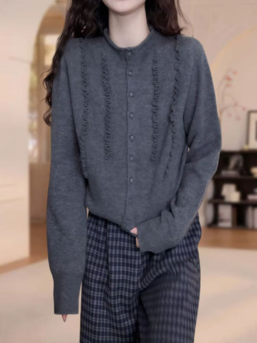 A women's cashmere knitted open jacket, 2025 autumn/winter new arrival plus size for large women, slimming loose youthful long-sleeved top