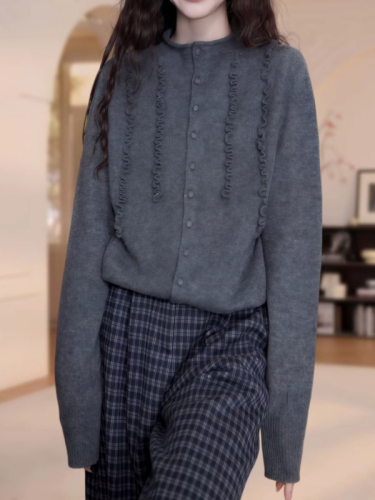 A women's cashmere knitted open jacket, 2025 autumn/winter new arrival plus size for large women, slimming loose youthful long-sleeved top