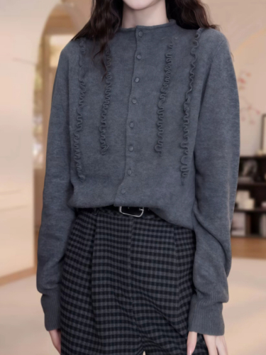 A women's cashmere knitted open jacket, 2025 autumn/winter new arrival plus size for large women, slimming loose youthful long-sleeved top