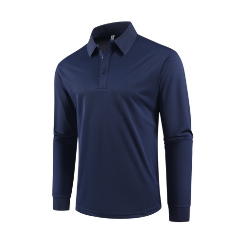 Men's High-Quality Polo Shirt with Stand Collar, Long Sleeve Business Casual Solid Color Spring and Autumn New Arrival T-Shirt Top
