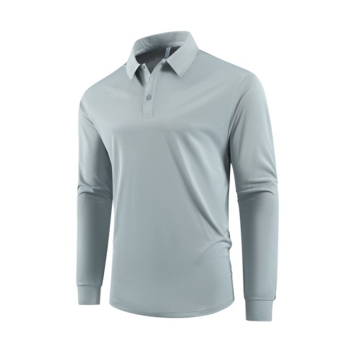 Men's High-Quality Polo Shirt with Stand Collar, Long Sleeve Business Casual Solid Color Spring and Autumn New Arrival T-Shirt Top
