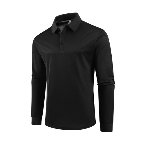 Men's High-Quality Polo Shirt with Stand Collar, Long Sleeve Business Casual Solid Color Spring and Autumn New Arrival T-Shirt Top