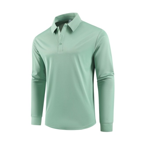 Men's High-Quality Polo Shirt with Stand Collar, Long Sleeve Business Casual Solid Color Spring and Autumn New Arrival T-Shirt Top