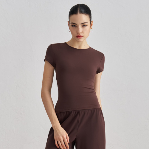 SNU Bare Sensation Short-Sleeve Women's T-Shirt Slim Fit Discreet Round Neck Yoga Top Women High-End Breathable Yoga Fitness Clothing