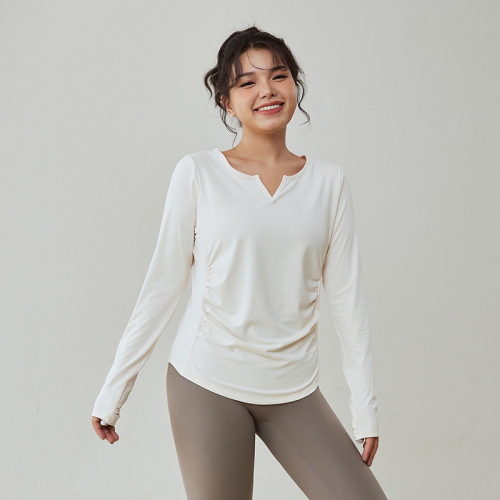 Plus size sports tops for women slimming yoga running long-sleeved T-shirts for fat mm quick-drying Pilates fitness clothes autumn
