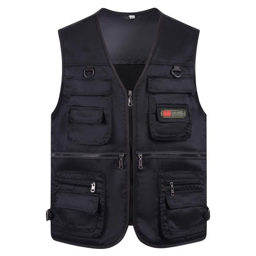 Spring and Autumn middle-aged men's V-neck vest multi-pocket vest vest dad wear outdoor photography fishing vest