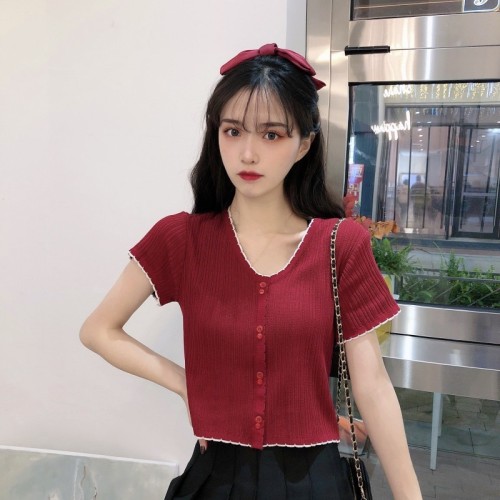 Summer 2020 new slim, playful, open navel, short design, small and fresh short sleeve T-shirt, female student