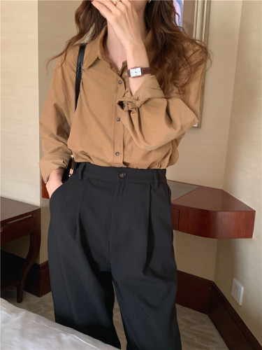 Real price Korean version simple and versatile solid color fine corduroy LONG SLEEVE SHIRT 3 colors