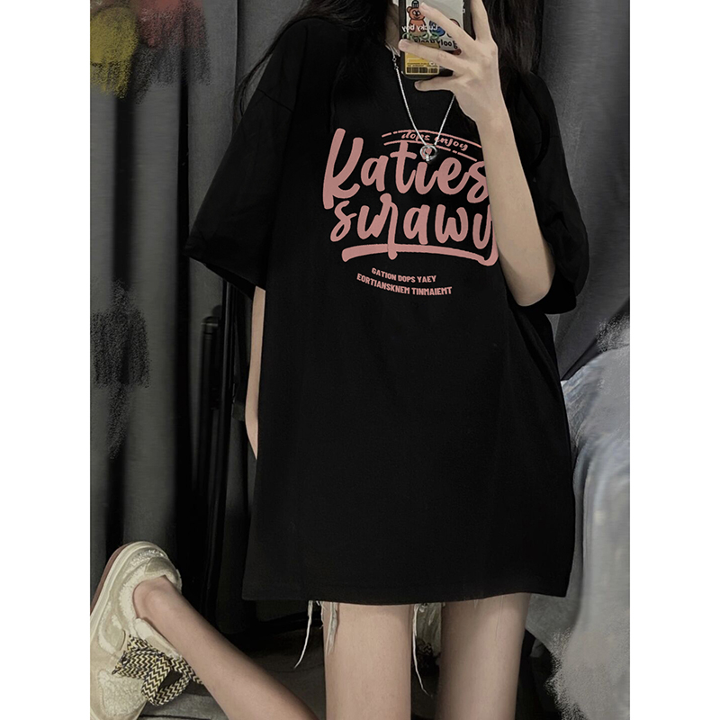 Real price pure cotton wrap collar 2023 summer new 200g pure cotton pull shoulder strip pure cotton short-sleeved T-shirt