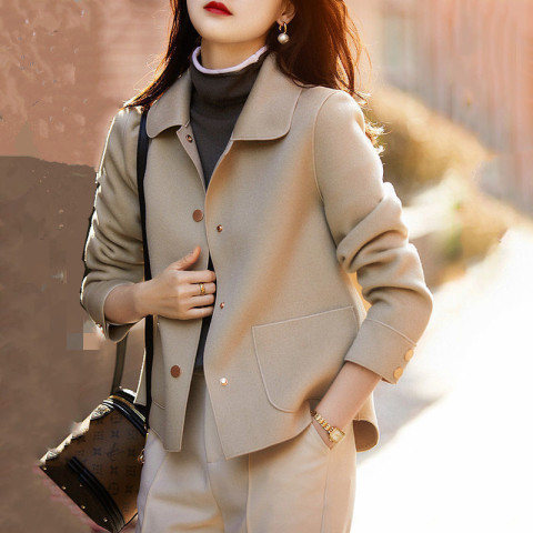 Senior commuter profile double-sided woolen short coat women's 2022 autumn and winter intellectual and elegant all-match small top