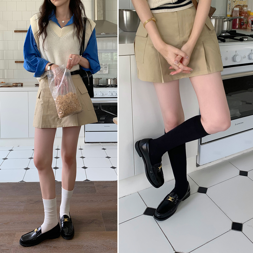 Real shot Korean style vitality girl retro wash cotton A-line high waist slim casual tooling skirt skirt