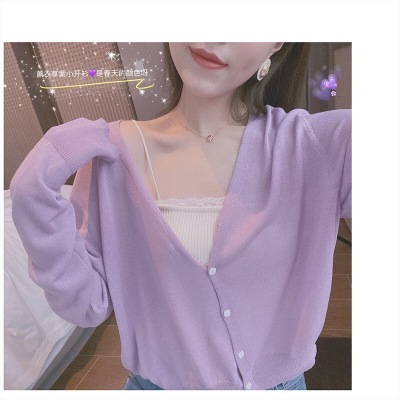 Gghouse Guo custom small long sleeve knitted top spring and summer versatile thin coat short cardigan women