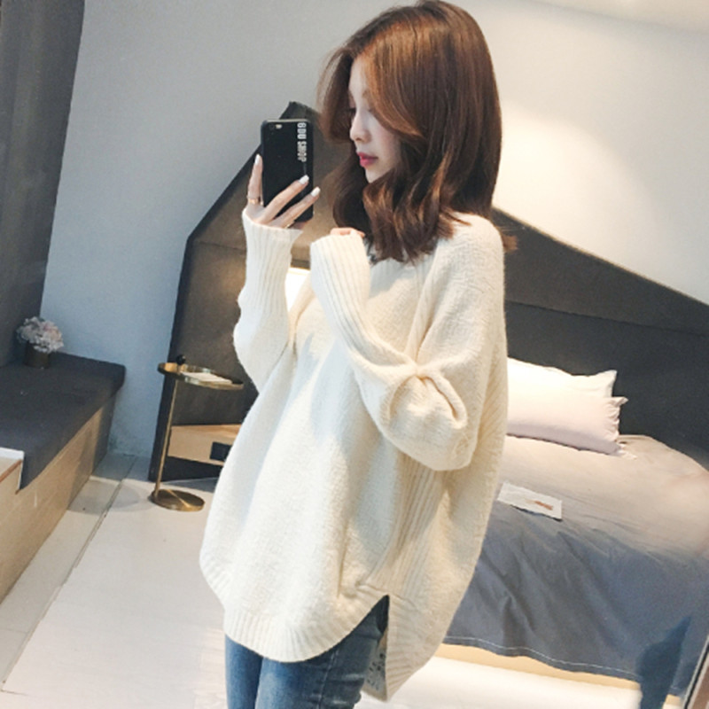Lazy wind thickened Korean sweater women's 2021 new fashion loose V-Neck Sweater women's autumn and winter Pullover