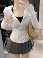 2024 New Summer Ice Silk Sun Protection Clothes Women's Slim Sports Yoga Wear Jackets Tight Tops Women