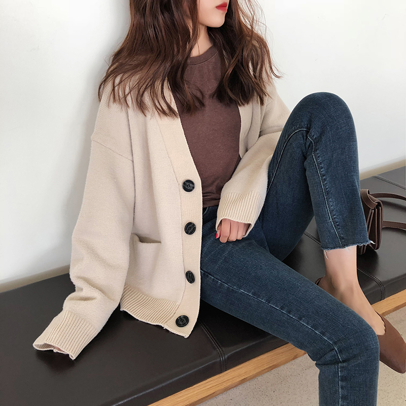 Feixian sweater jacket women fall 2020 chic retro versatile short knitted cardigan trend