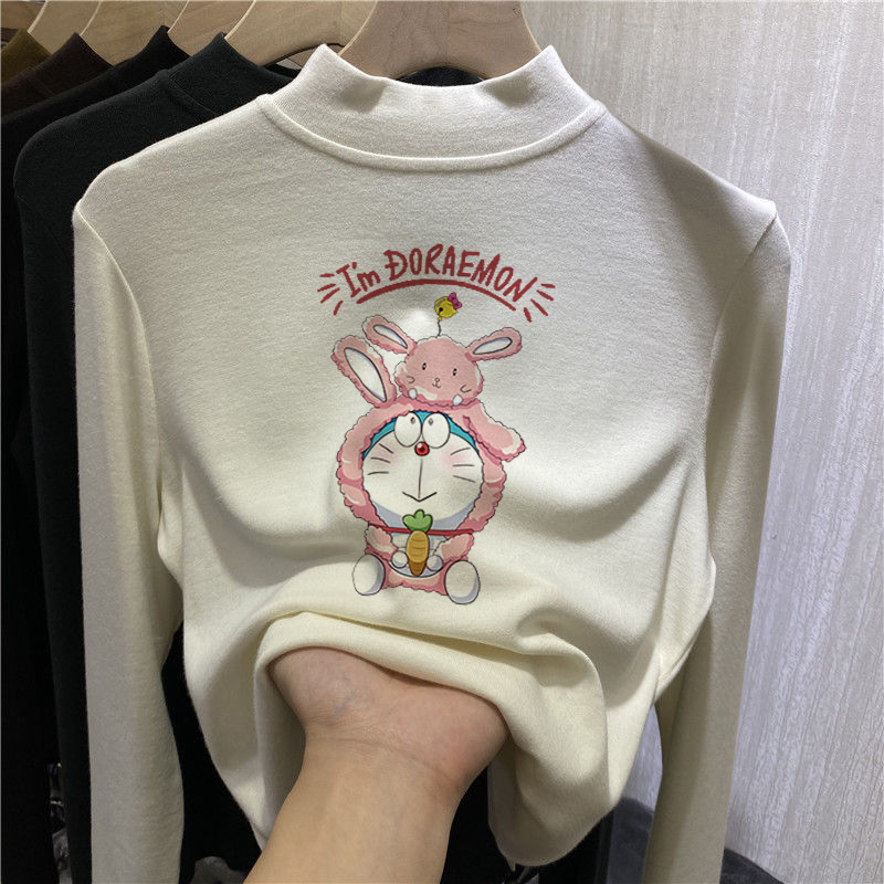 2022 new all-match tops, moral velvet 220g plus velvet turtleneck long-sleeved bottoming shirt top