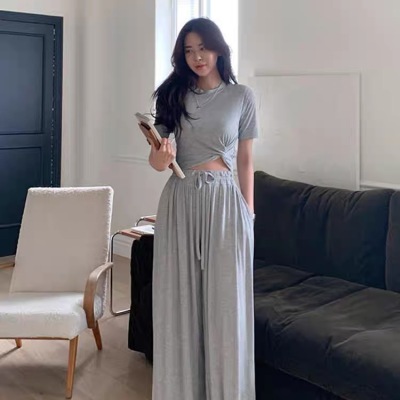 South Korea dongdamen 2022 summer new wide leg suit two-piece set