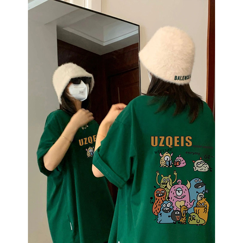 Real price pure cotton wrap collar 2023 summer new 200g loose large size pure cotton short-sleeved t-shirt for women