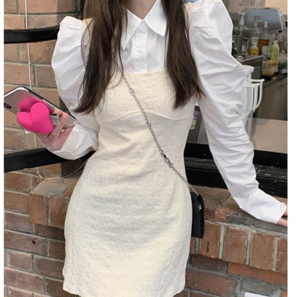 Design sense sweet and spicy suspender skirt female autumn niche waist slim dress sexy package hip skirt chic short skirt